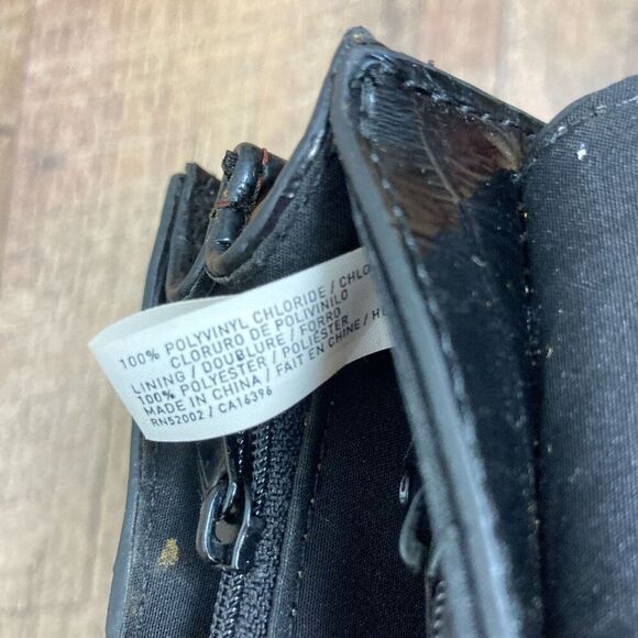 Vintage Y2K‎ Mini Satchel Shoulder Bag Black Alligator Print Brass Chain Vegan - Picture 8 of 11